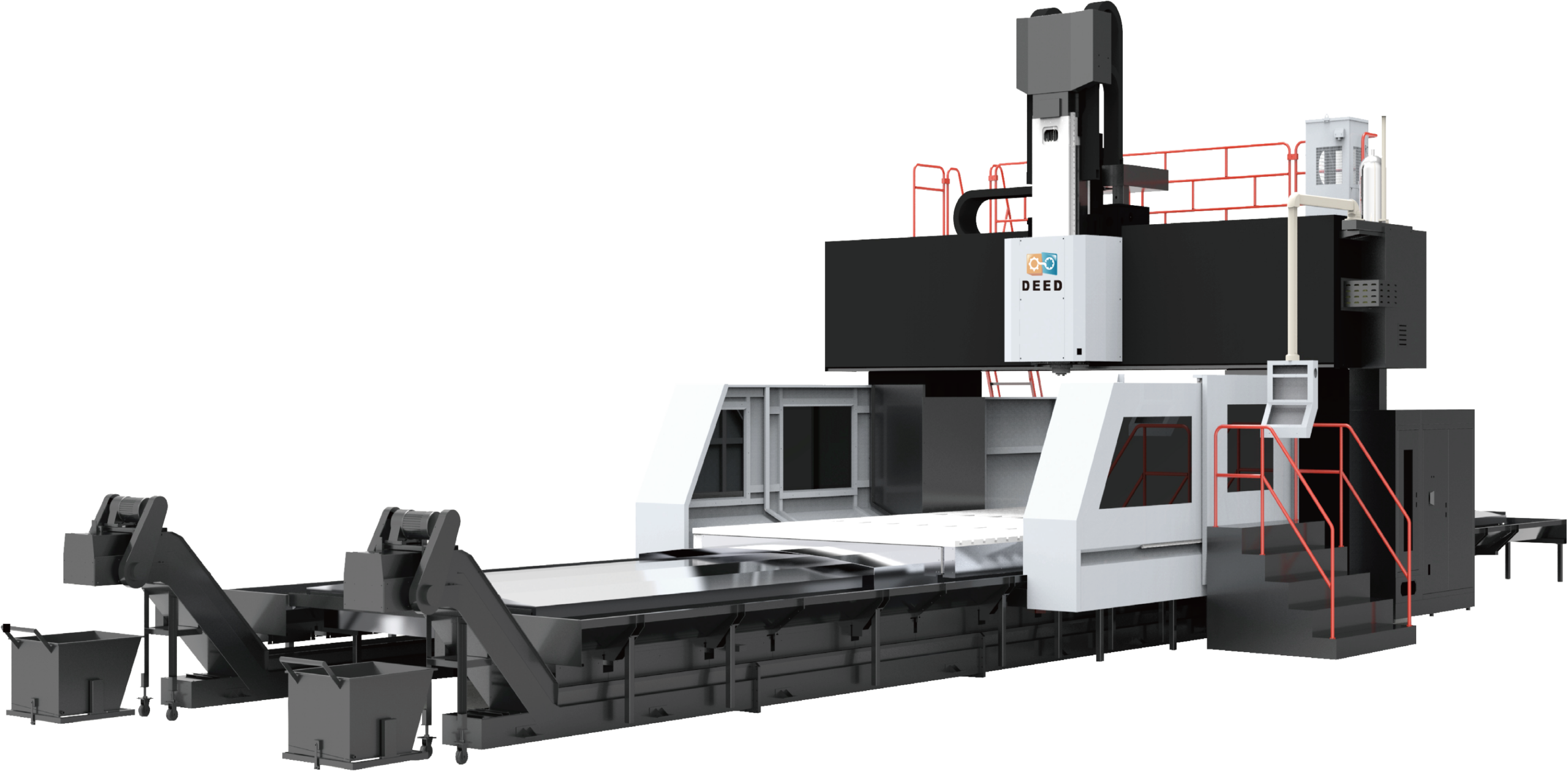 Industriële portaalfreesmachine met automatisch laadbaksysteem voor CNC-bewerking van grote werkstukken